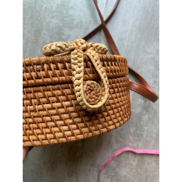 Los Angeles Boutique Round Straw Shoulder Bag Purse Crossbody Beach Handbag - Picture 6 of 9